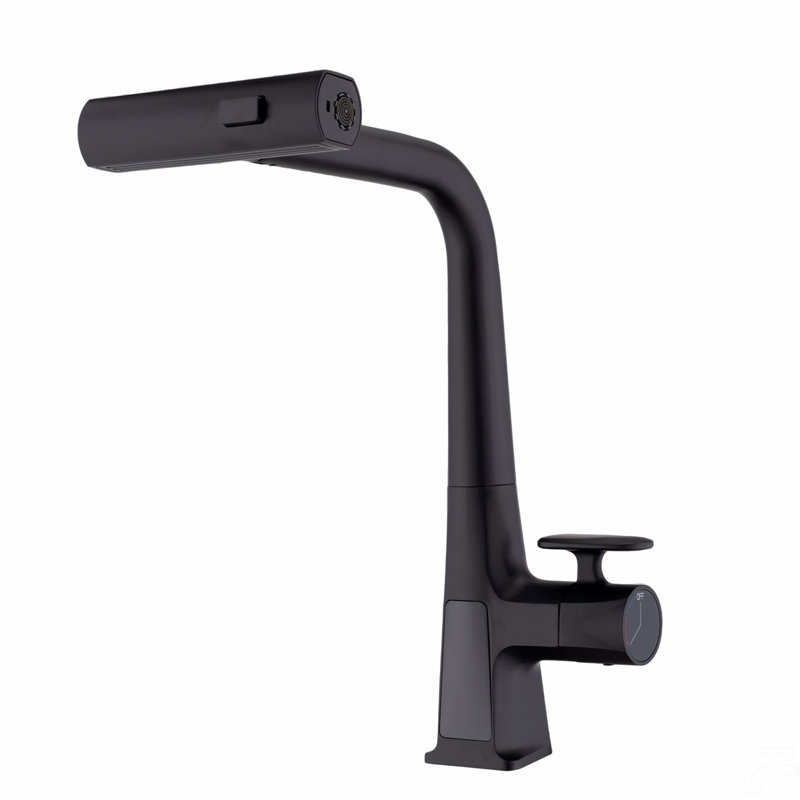 Waterfall Kitchen Faucet With Temperature Display, Single Handle Kitchen Faucet With Pull Down Sprayer, Modern Kitchen Sink Faucet, Three Water Outlet Modes
