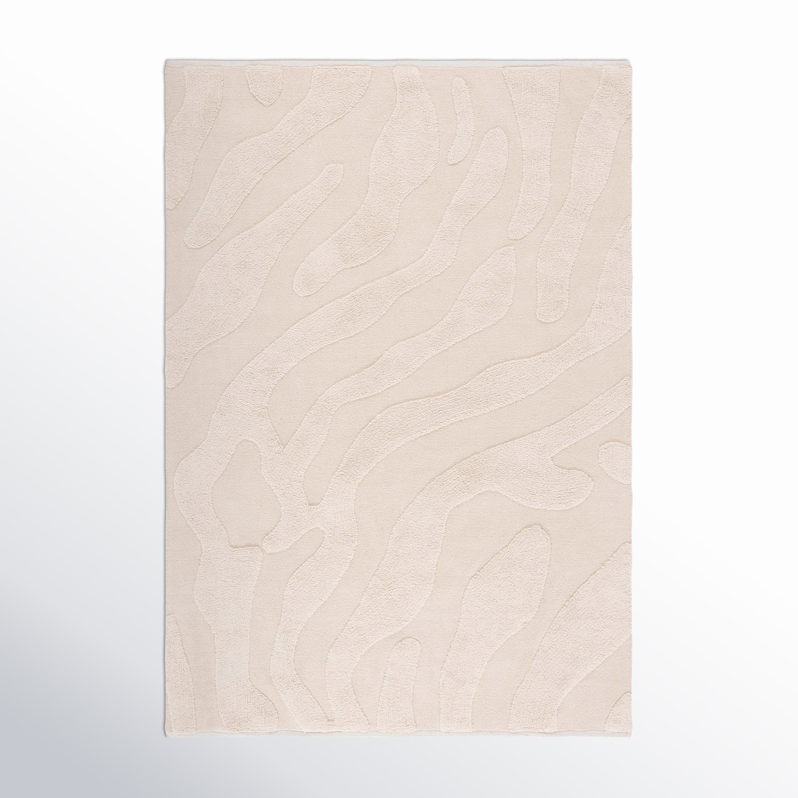 Moura Ivory Washable Hand-Woven Cotton Rug, Rectangle 6' x 9'
