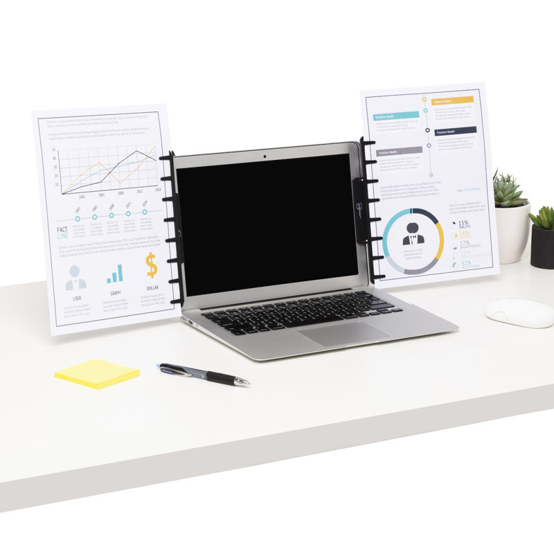 Black Adjustable Clip-On Monitor Document Holder