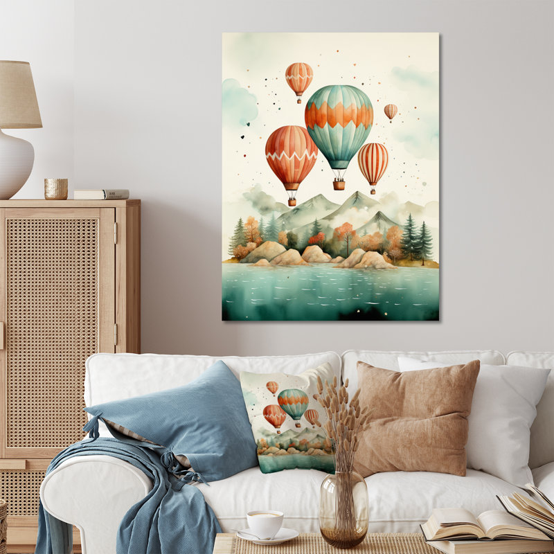 Bouquet de fleurs en montgolfière I - décoration murale montgolfière en métal, H 32 po x l 24 po x P 1 po