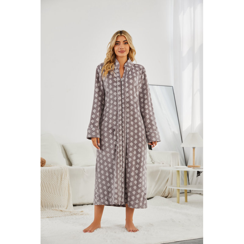 Peignoir fille avec poches mi-mollet, M, Brun