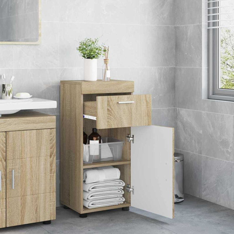  Bathroom Cabinet 37 X 31.5 X 82 Cm Engineered Wood, Sonoma Oak