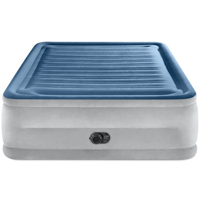 Intex: Dura-Beam Deluxe Comfort-Plush Air Mattress - 22" Queen Blue - Built-In Electric Pump, 600lb Capacity by Intex
