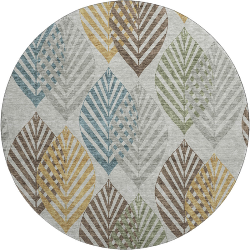 Premium Machine Washable Prisco Gray Rug, Round 8'