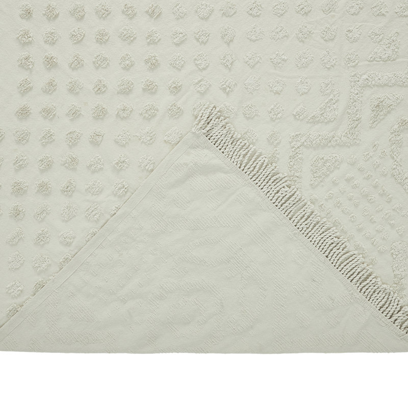 Sage Cotton Twin Bedspread with Tufted Chenille Design