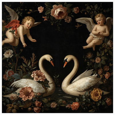Swans With Cherubs Quilted Bedspread All Sizes