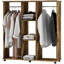 Mobile Open Wardrobe Clothes Rail Storage Shelves Small Bedroom Brown