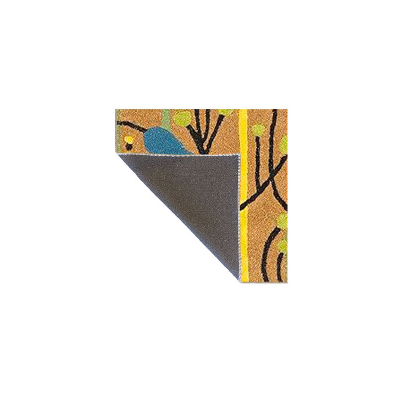 Tapis jaune lavable à base tissée à thème floral, Tapis de couloir 3 pi 3 po x 9 pi 10 po