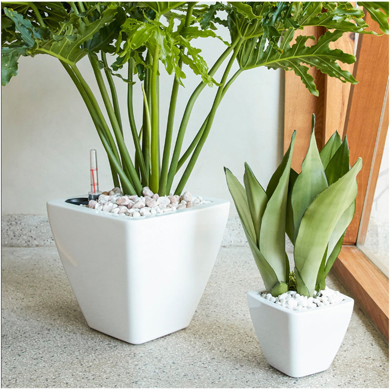 2-Pack Smart Self-Watering Planter Pot For Indoor And Outdoor - White - Square Cone, White