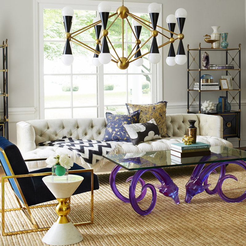 Caracas 16 Light Chandelier, Polished Brass/Black