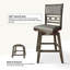 Chaise de comptoir pivotante en bois gris foncé avec housse grise-422655565
