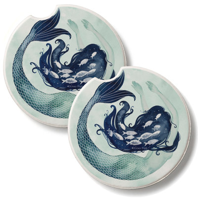 Mermaid Life 2 Pack Absorbent Stone Car Coasters