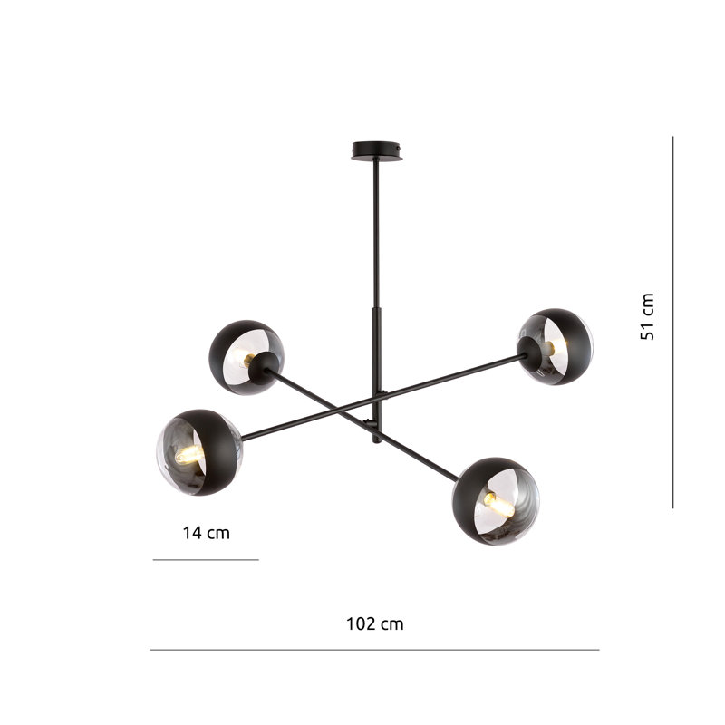4 - Light Sputnik Chandelier, Transparent/Black