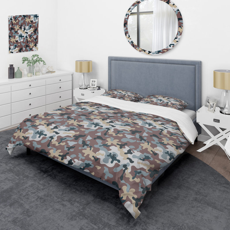Brown Desert Camouflage Polyester Camouflage Duvet Cover