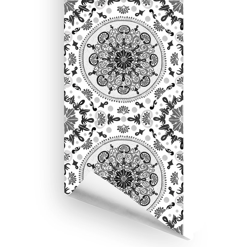 Rouleau de papier peint adhésif L 10 pi x l 24 po Henni, Noir et blanc