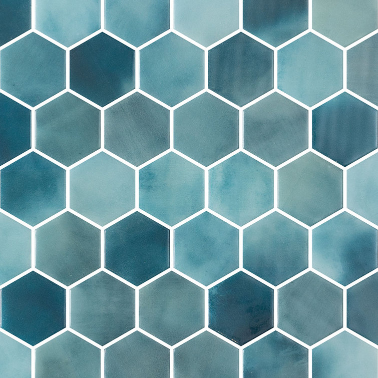 Spectrum Silk Hexagon 2 Inch Recycled Glass Mosaic Wall and Floor Tile