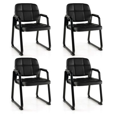 Costway Waiting Room Chair Set Of 4 Upholstered Guest Conference Chair With Armrest