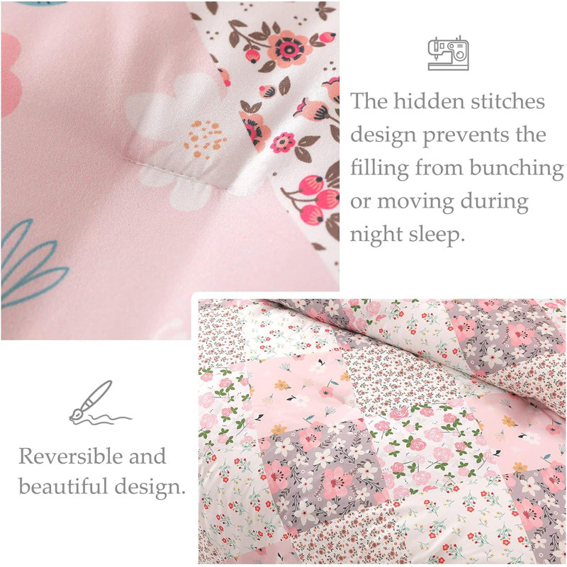 Soft Reversible Pink Comforter Set