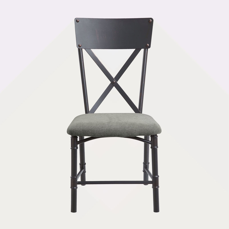 Tissu, chêne et chaise d'appoint au fini noir sable (ensemble de 2)