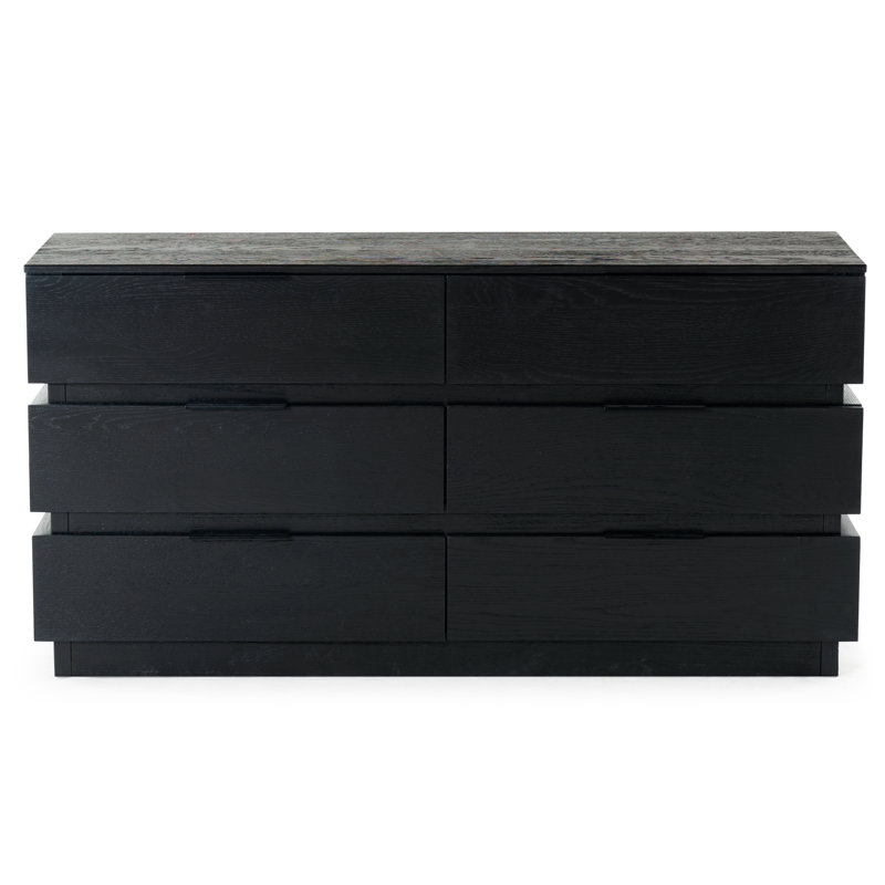 Titus 6 Drawer Stacked Dresser, Black