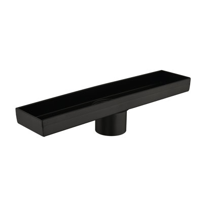Caniveau de douche linéaire, 30 cm, acier inoxydable, noir mat, couvercle carrelable réversible