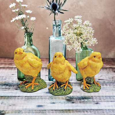 3 Piece Baby Chicken Statues Set