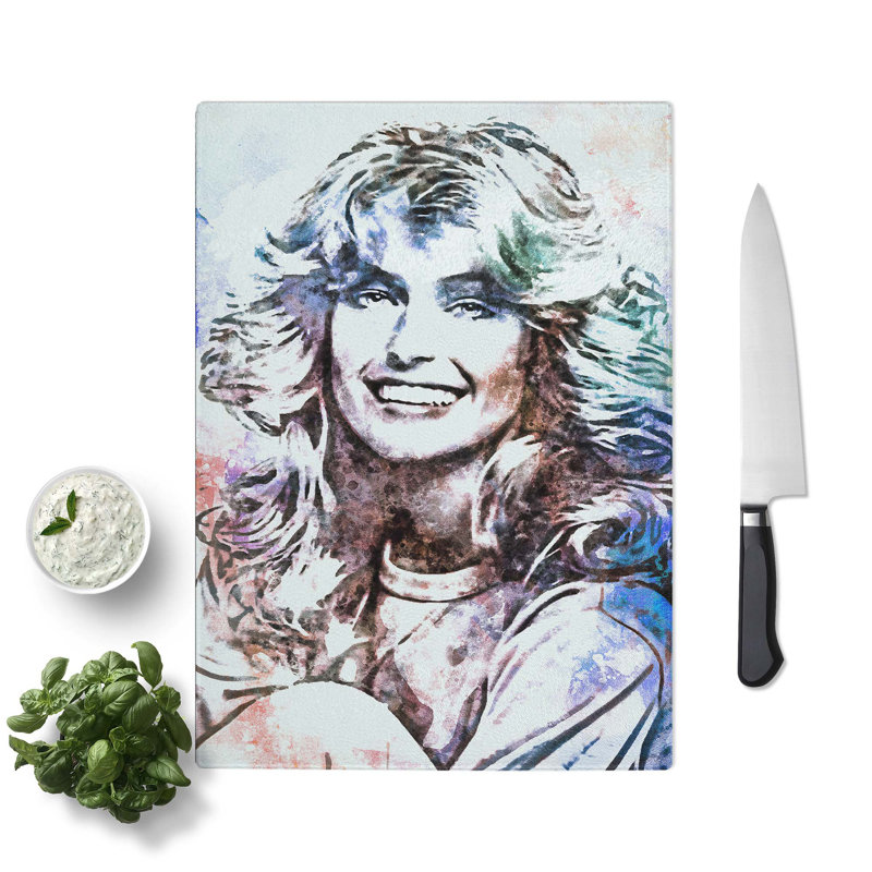 Glass Farrah Fawcett in Abstract Chopping Board, 28.5 cm W x 20 cm L