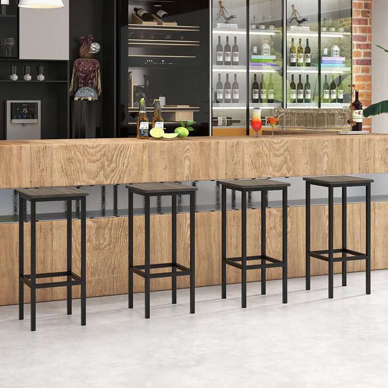 Audelio Counter Stool with Metal Frame, Gray