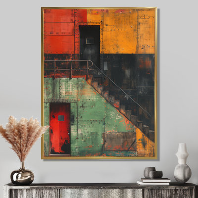 Impression d'art mural jaune et rouge commercial - Warehouse