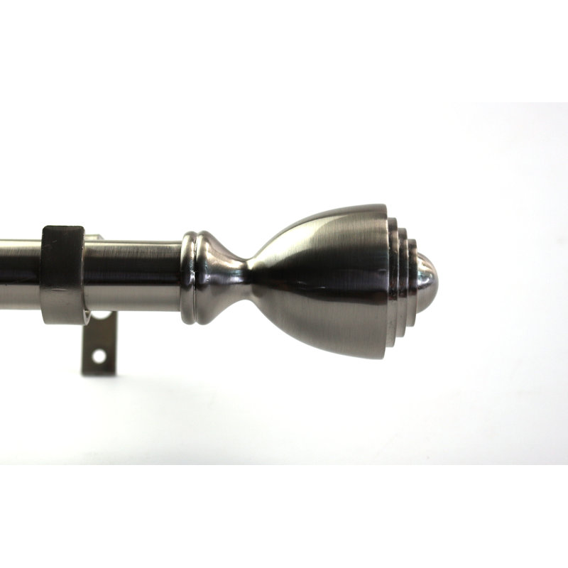 Adeline Steel Adjustable Single Curtain Rod, 28" - 48" W, Brushed Steel