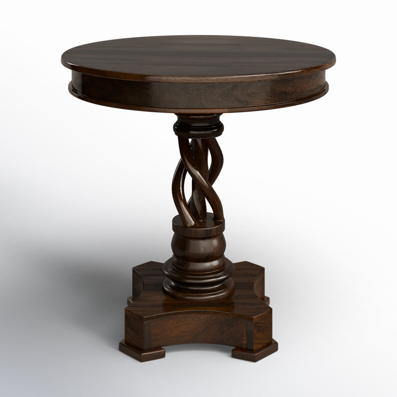 Solid Wood End Table, Dark Brown