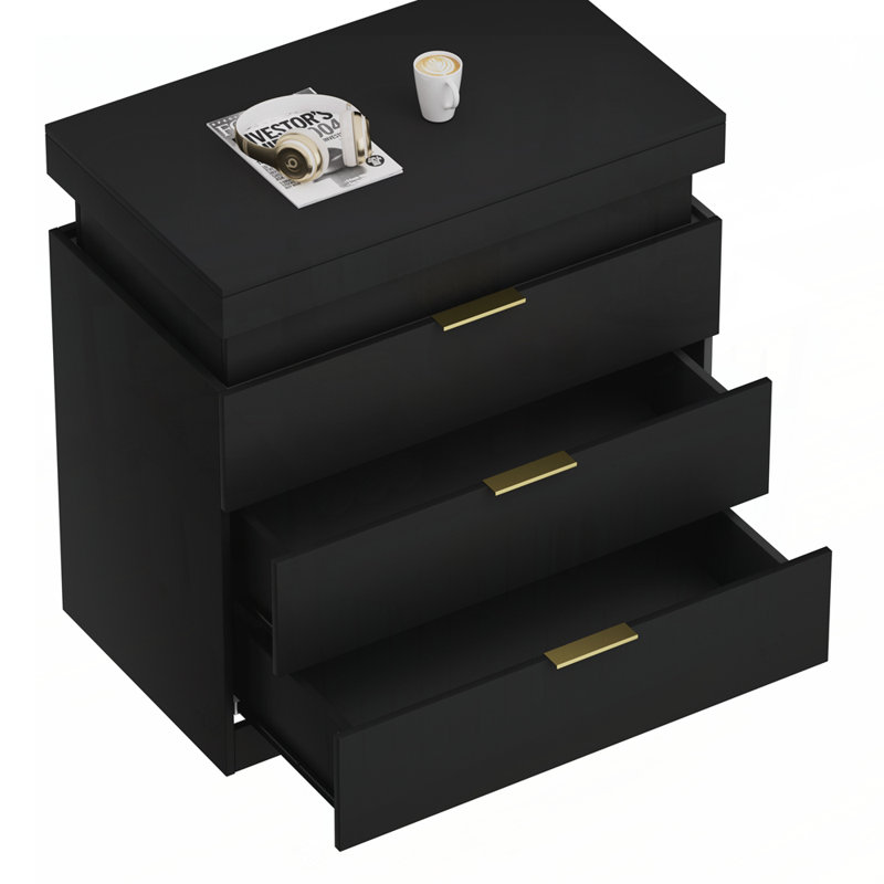 3 - Drawer Nightstand, Black