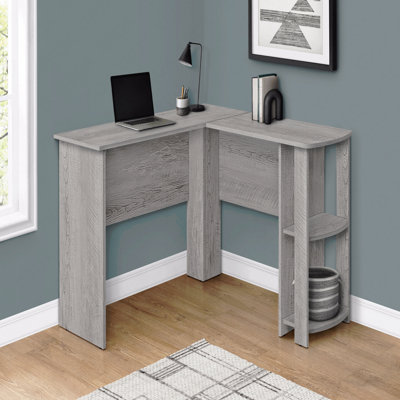 Computer Desk, Home Office, Corner, Storage Shelves, 48"L, L Shape, Work, Laptop, Grey Laminate, Contemporary, Modern