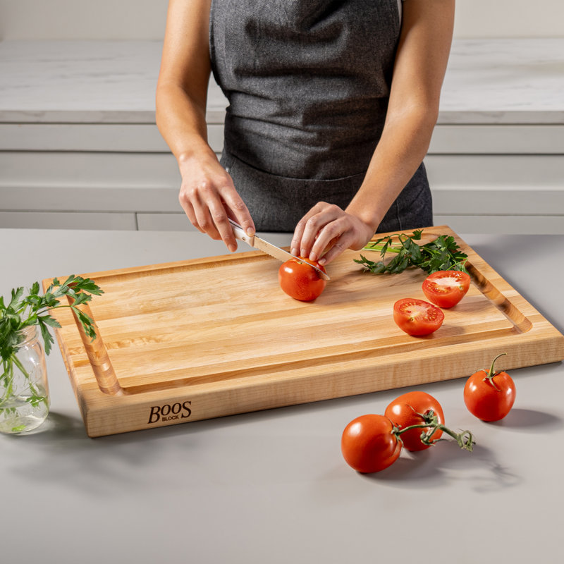 John Boos Chef's Edge Grain 1.5" Maple Cutting/Carving Board with Juice Groove, 18" H x 24" W x 1.5" D