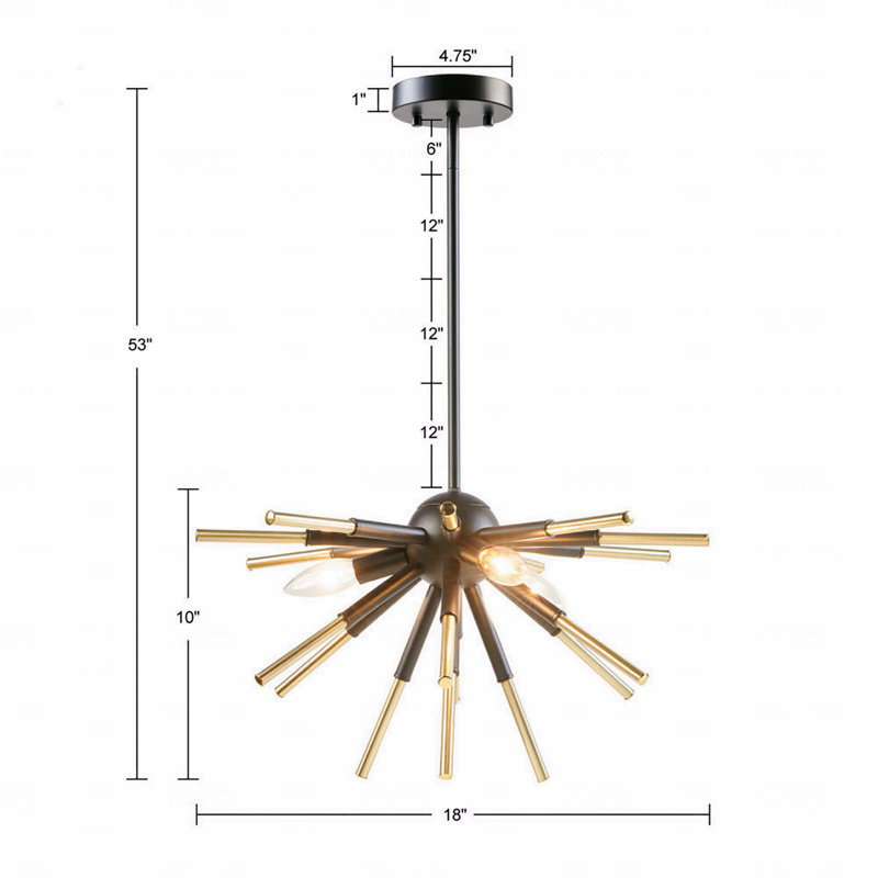 Chandelier  - 3-Light Configuration Spiked