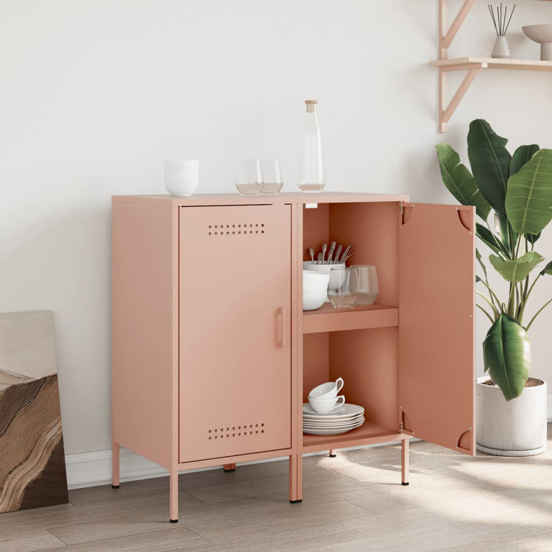 Amielle Steel Accent Cabinet, Pink