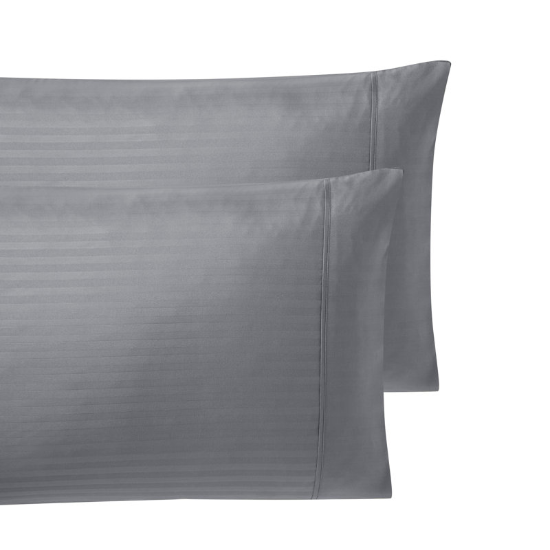 Ensemble de draps 6 pièces Dobby, Ensemble de draps pour grand lit avec 4 taies d'or, Rayures argent