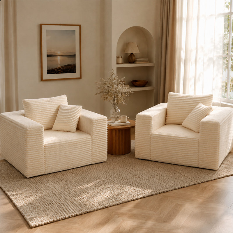 Fauteuil de sol lounge surdimensionné de 119 cm (47 po) avec assise profonde, canapé moderne en velours côtelé à compression avec coussins, aucun assemblage requis