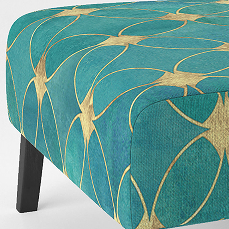 Turquoise And Gold Glitter - Upholstered Patterned Accent Slipper Chair