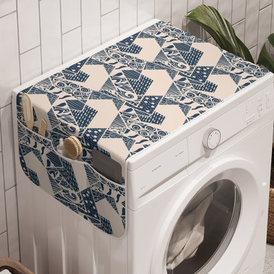 East Urban Home Retro Washing Machine Organizer Pack of 2 47" x 18.5" Dark Sky Blue Champagne