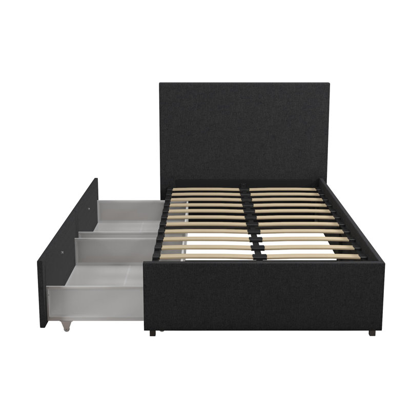 Upholstered Storage Bed, Dark Grey, Single (3')