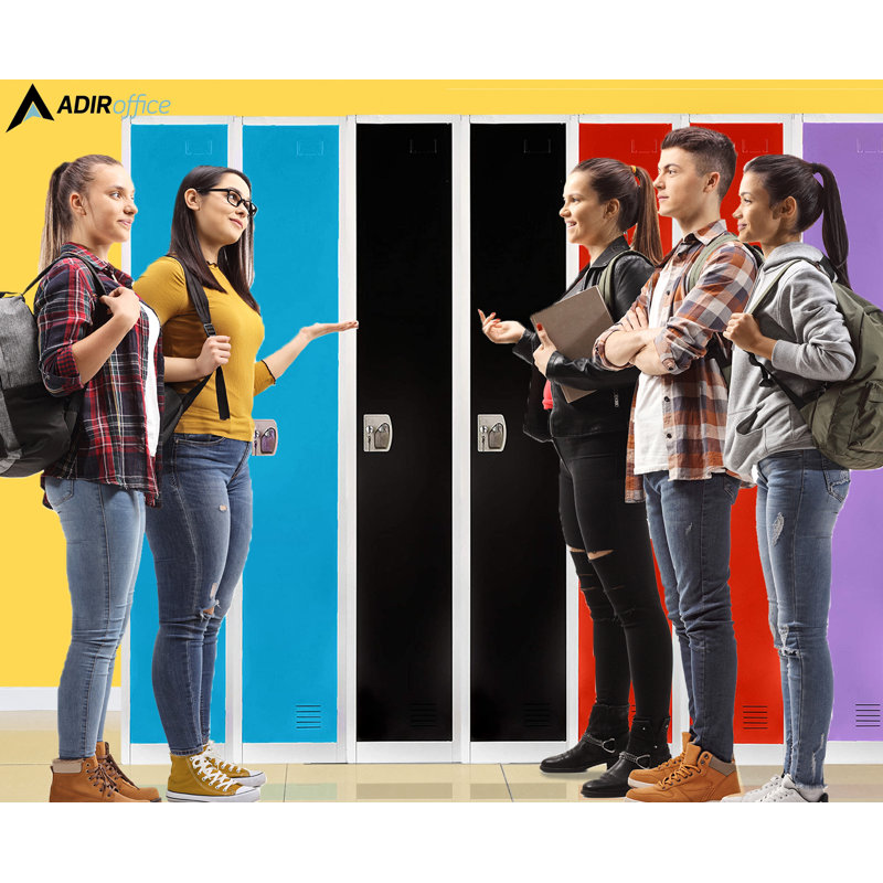 72'' Black Steel Freestanding Locker with Adjustable Shelving