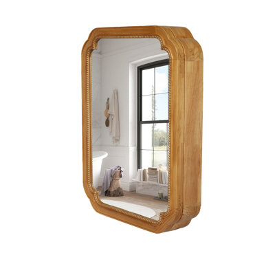 Wood Framed Wall-Mounted Mirror Cabinet With Storage Shelves For Bathroom And Entryway (31.5" X 23.82") | Gift Idea