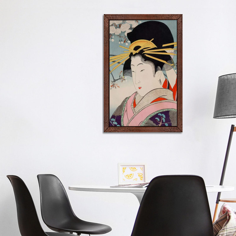A Courtesan - Painting on Canvas, Brown Floater Framed, 66.04 cm H x 45.72 cm W