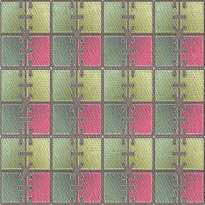 Tapis rose/vert à motifs