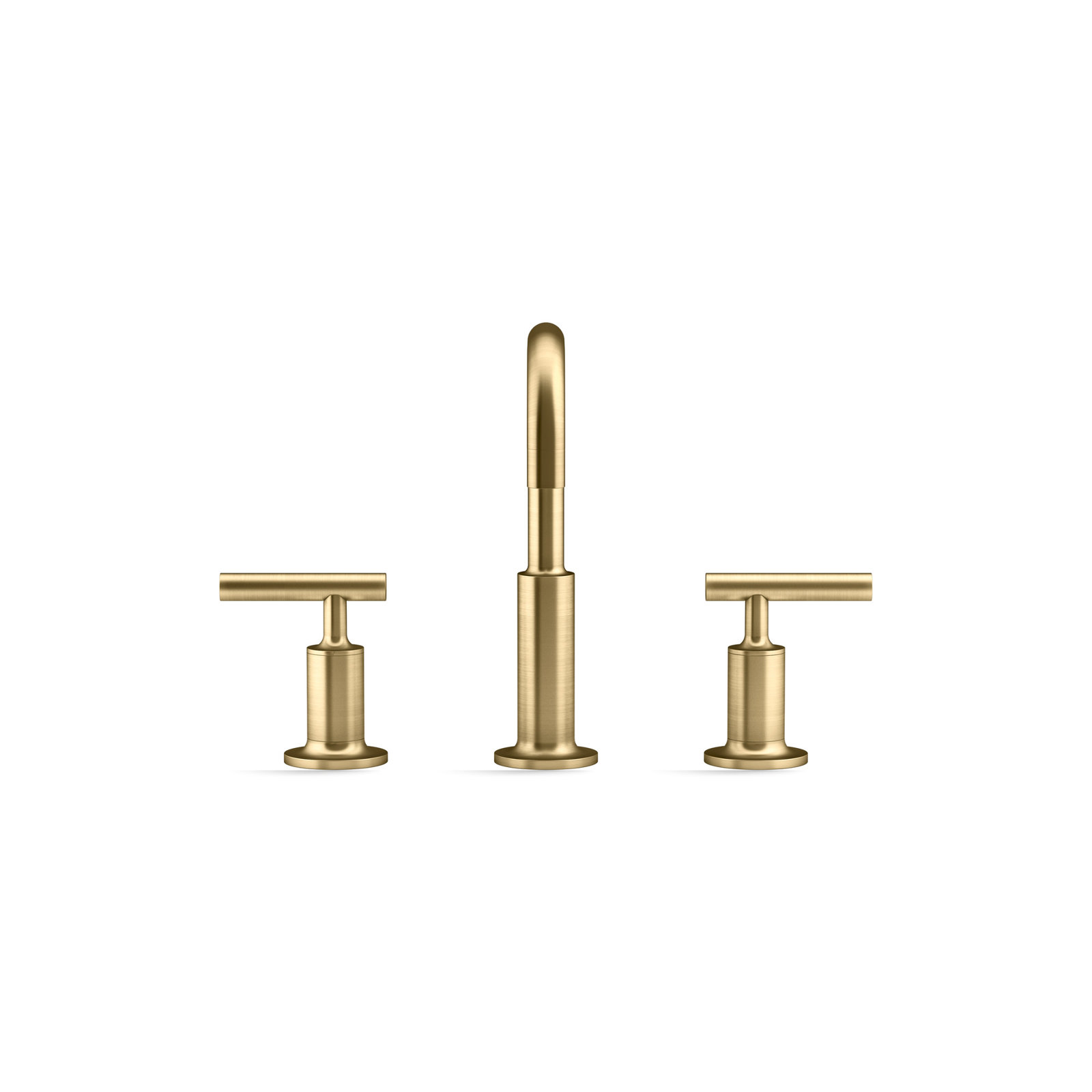 Purist Low-Handle Widespread Bathroom Faucet, Vibrant Moderne Brushed Gold