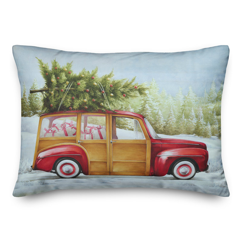  Red Truck Christmas Tree Rectangular Pillow Cover & Insert