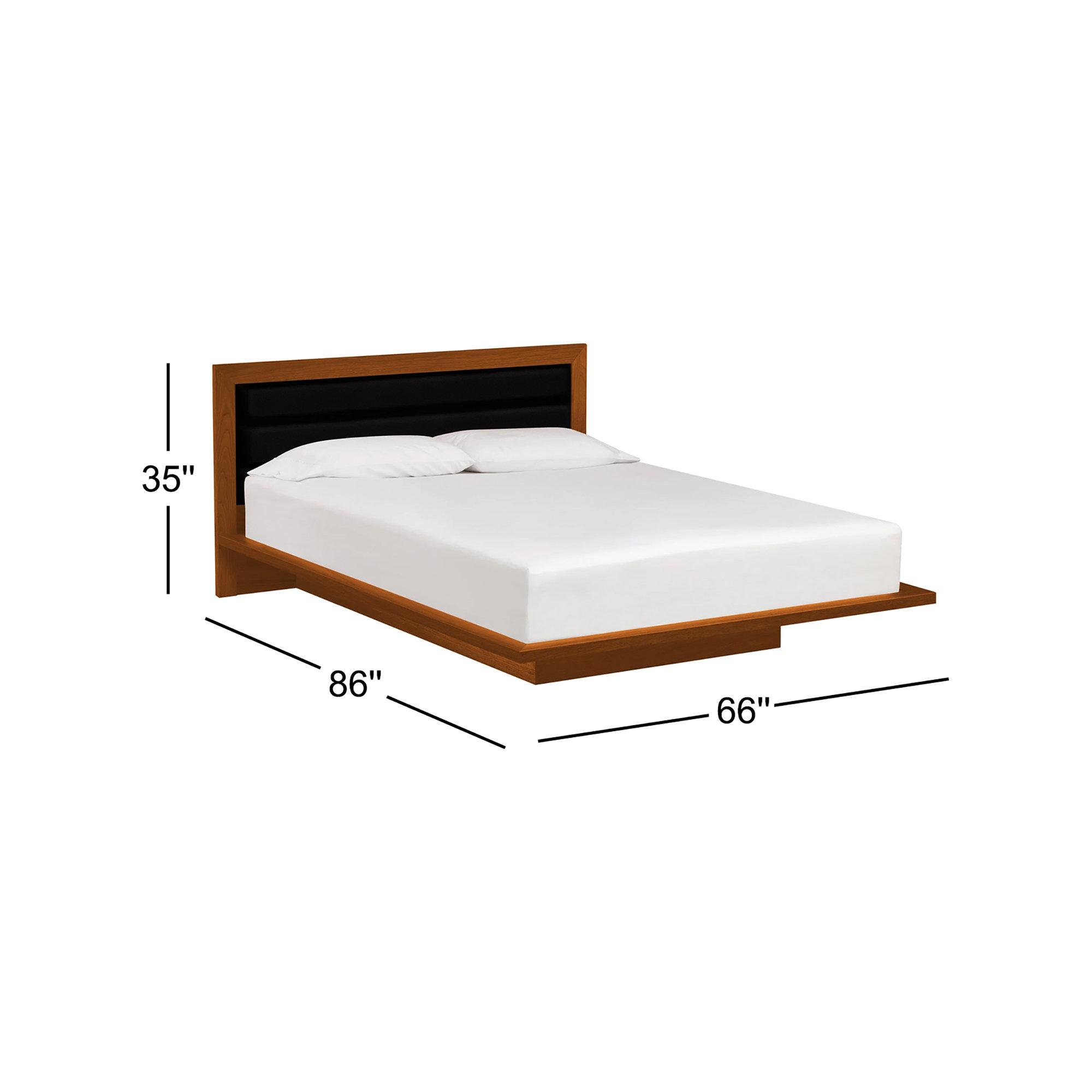 Moduluxe Leather Bed, Queen, Ebony, Autumn Cherry