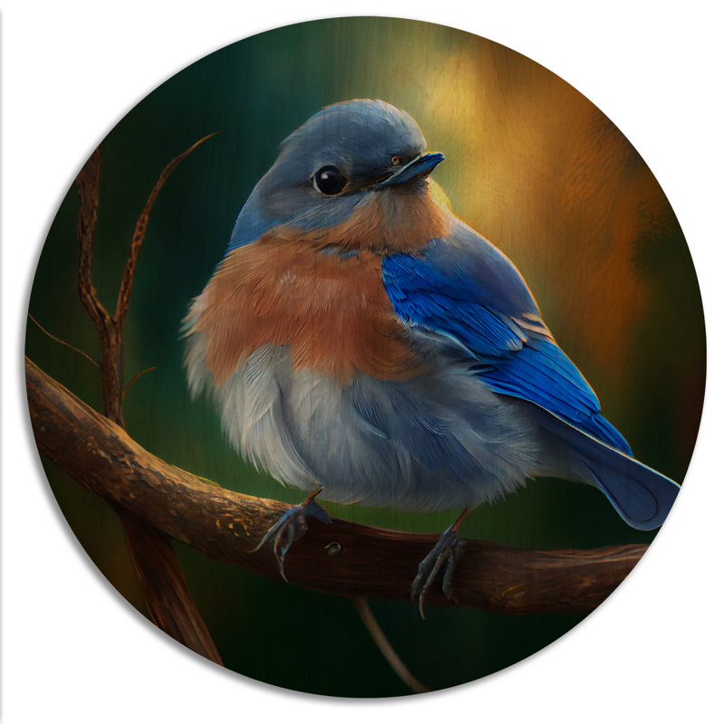 Magnifique oiseau bleu vif sur une branche III - animaux, art mural en bois, bois de pin naturel, H 29 po x l 29 po x P 1 po