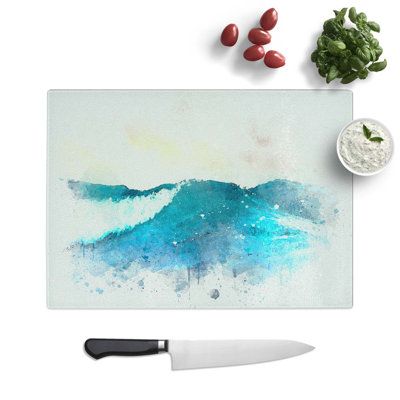 Tempered Glass Rolling Ocean Waves Chopping Board